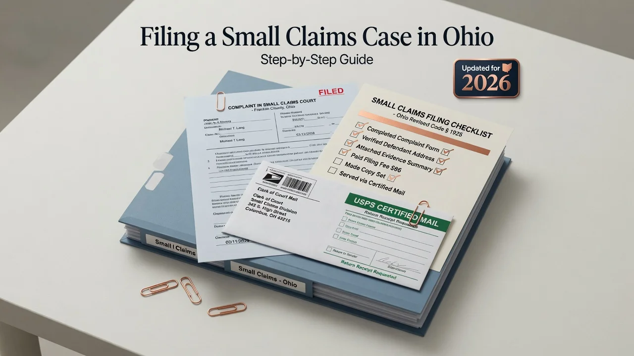 Ohio Small Claims Filing Guide — Forms, Fees, Service and Hearing Steps