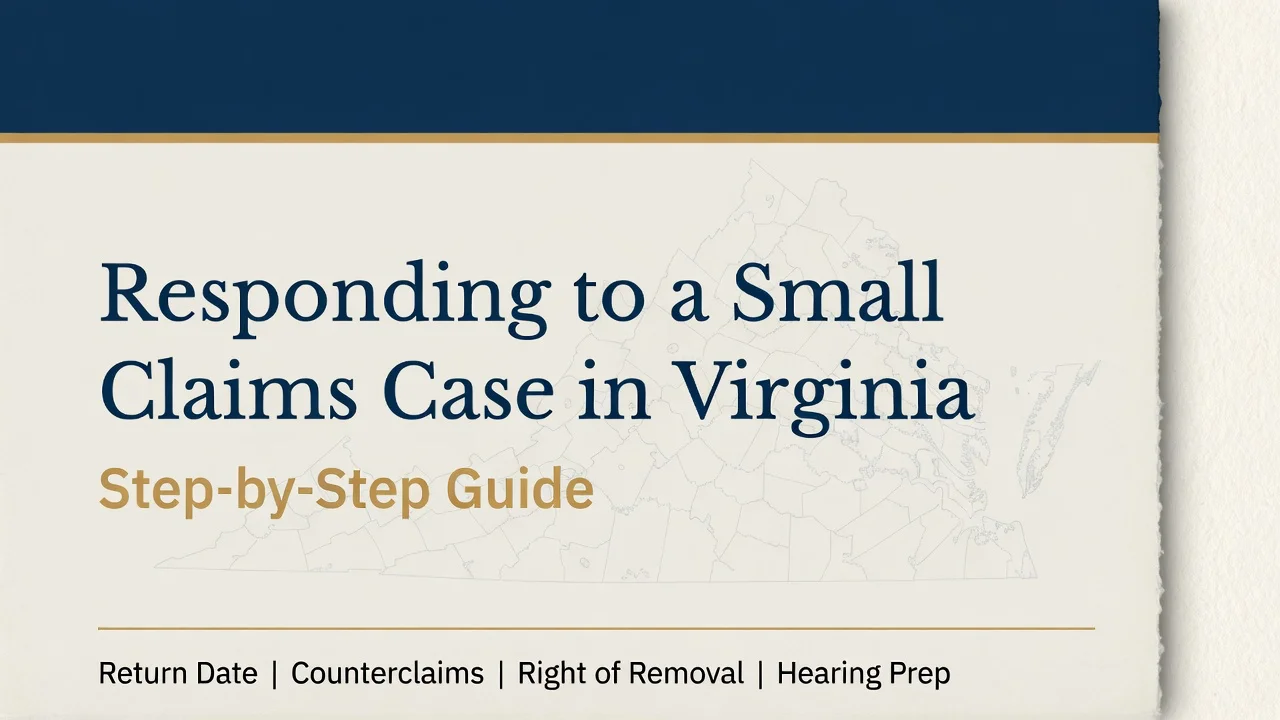 Virginia Small Claims Response Guide — Deadlines, Options and Hearing Prep